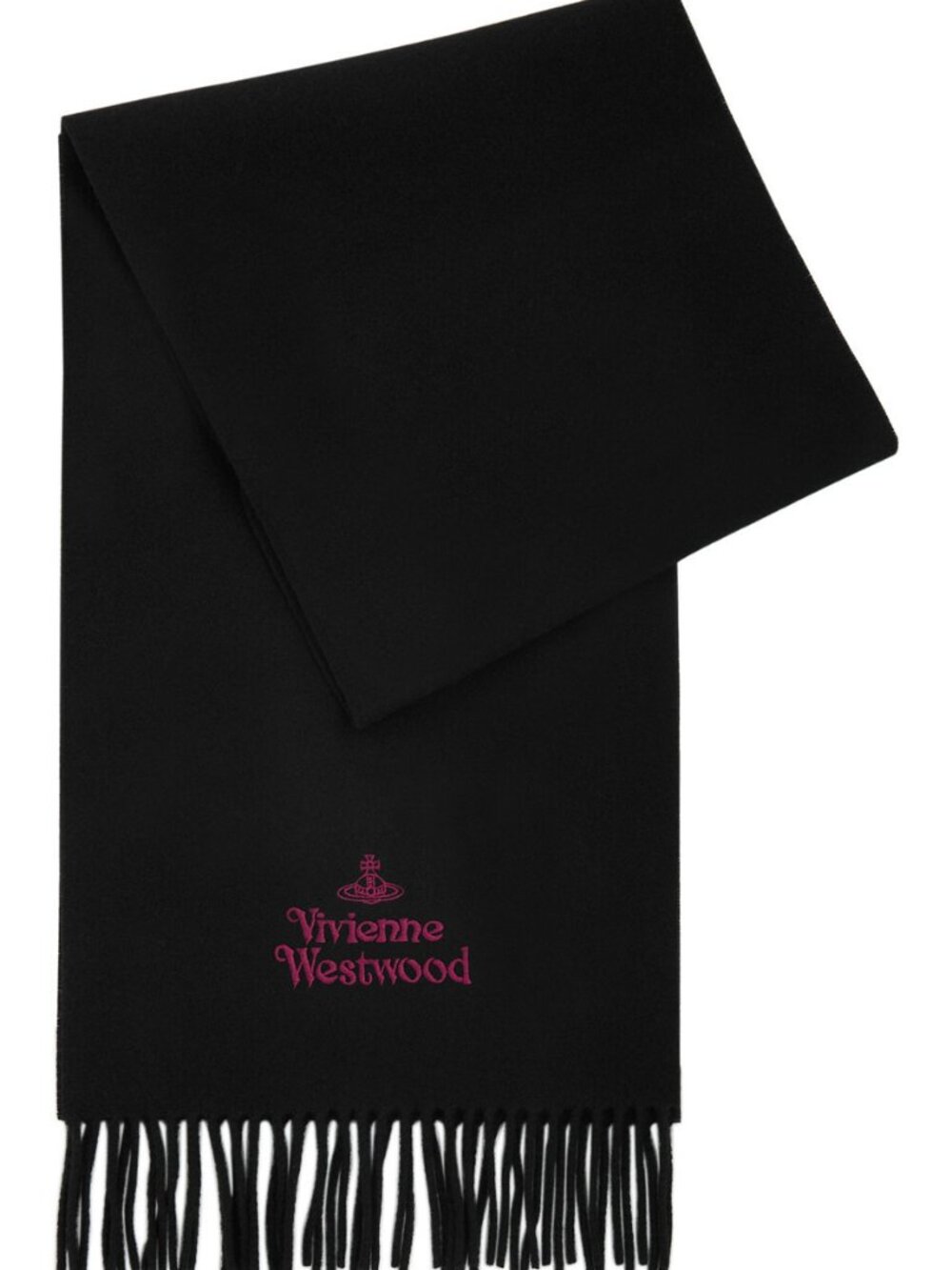 Vivienne Westwood Orb Logo Wool Scarf Black Pink NWT